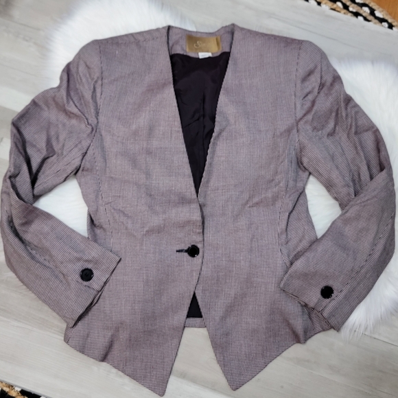 Vintage Saville Red, Black Houndstooth Single Button  Blazer Women's Size 12 USA - Picture 16 of 16